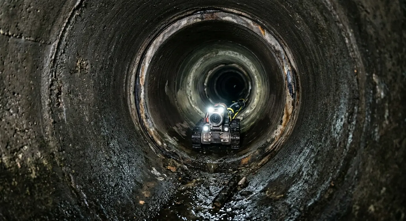 Robotic sewer camera inspecting pipe interior for Sewer Line Cleaning in Sonoma